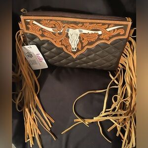 THE LAINEY CROSSBODY steer longhorn Western Tooled Leather/quilted leather purse